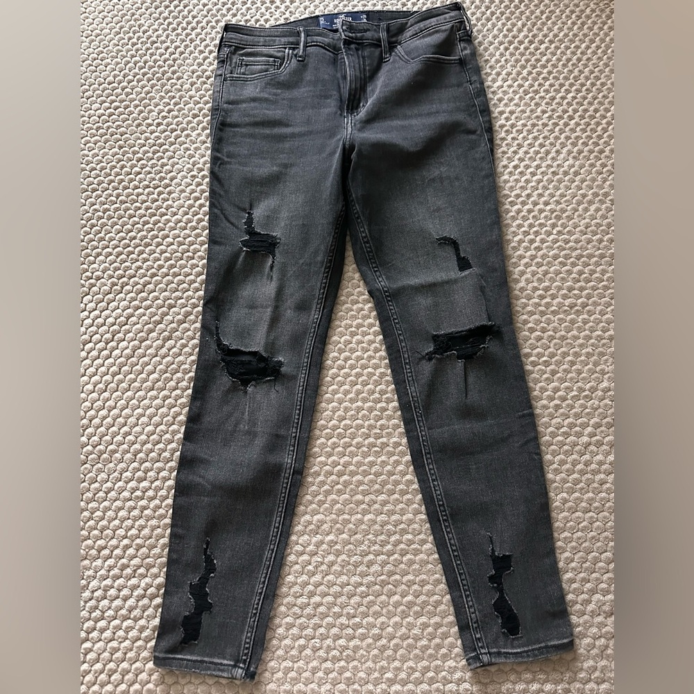 Hollister Charcoal Distressed Skinny Jeans